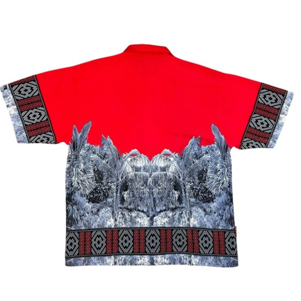 Vintage Southpole Mens XL Red Palm Tree Hawaiian Button Down Shirt Streetwear - Picture 2 of 9